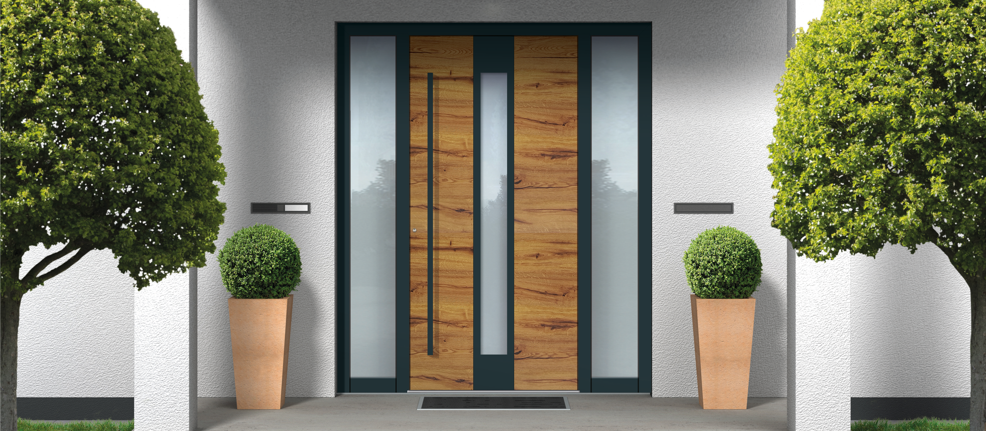 Aluminium Haustür mit Holzoptik