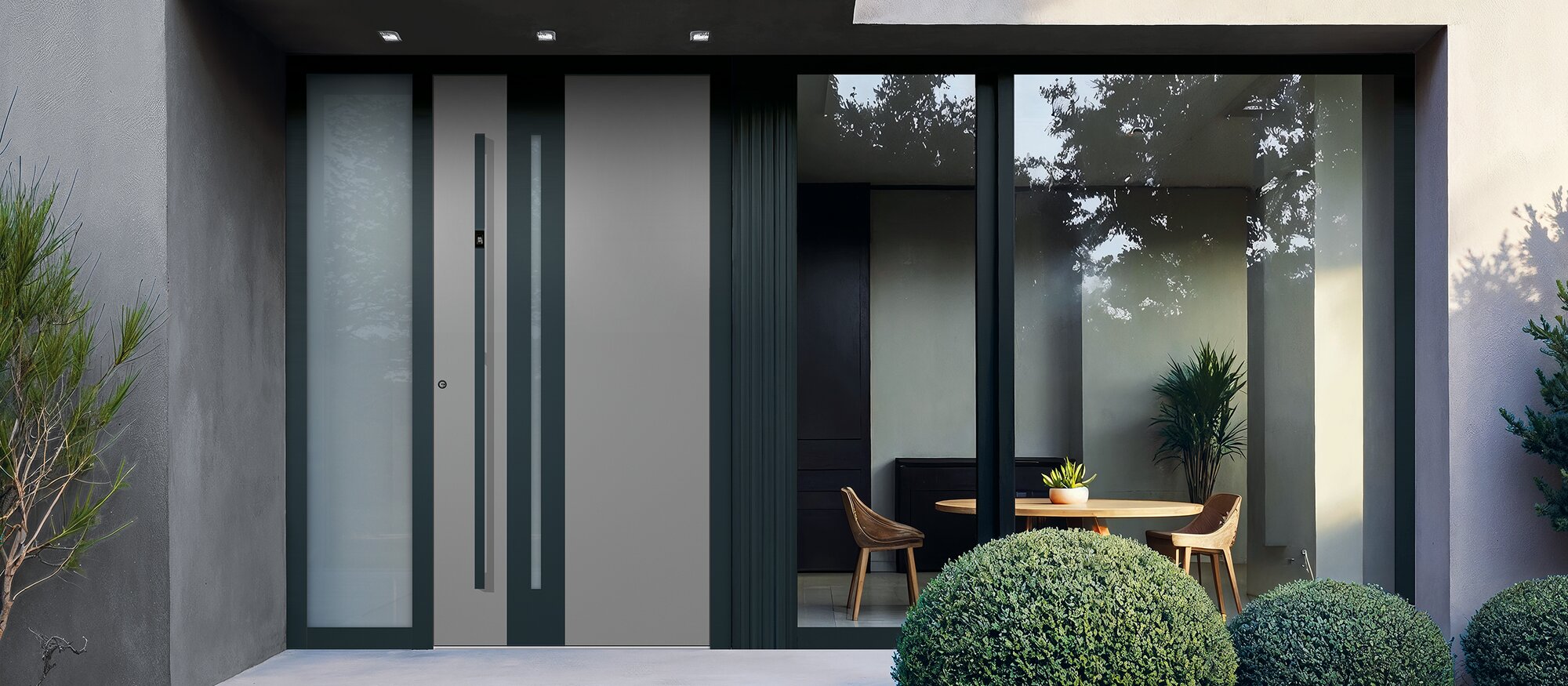 Aluminium Haustür mit Holzoptik