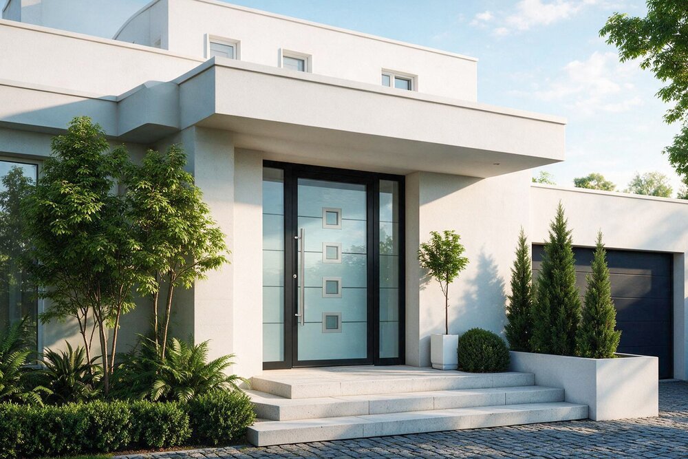 Ganzglas Haustür aus Aluminium