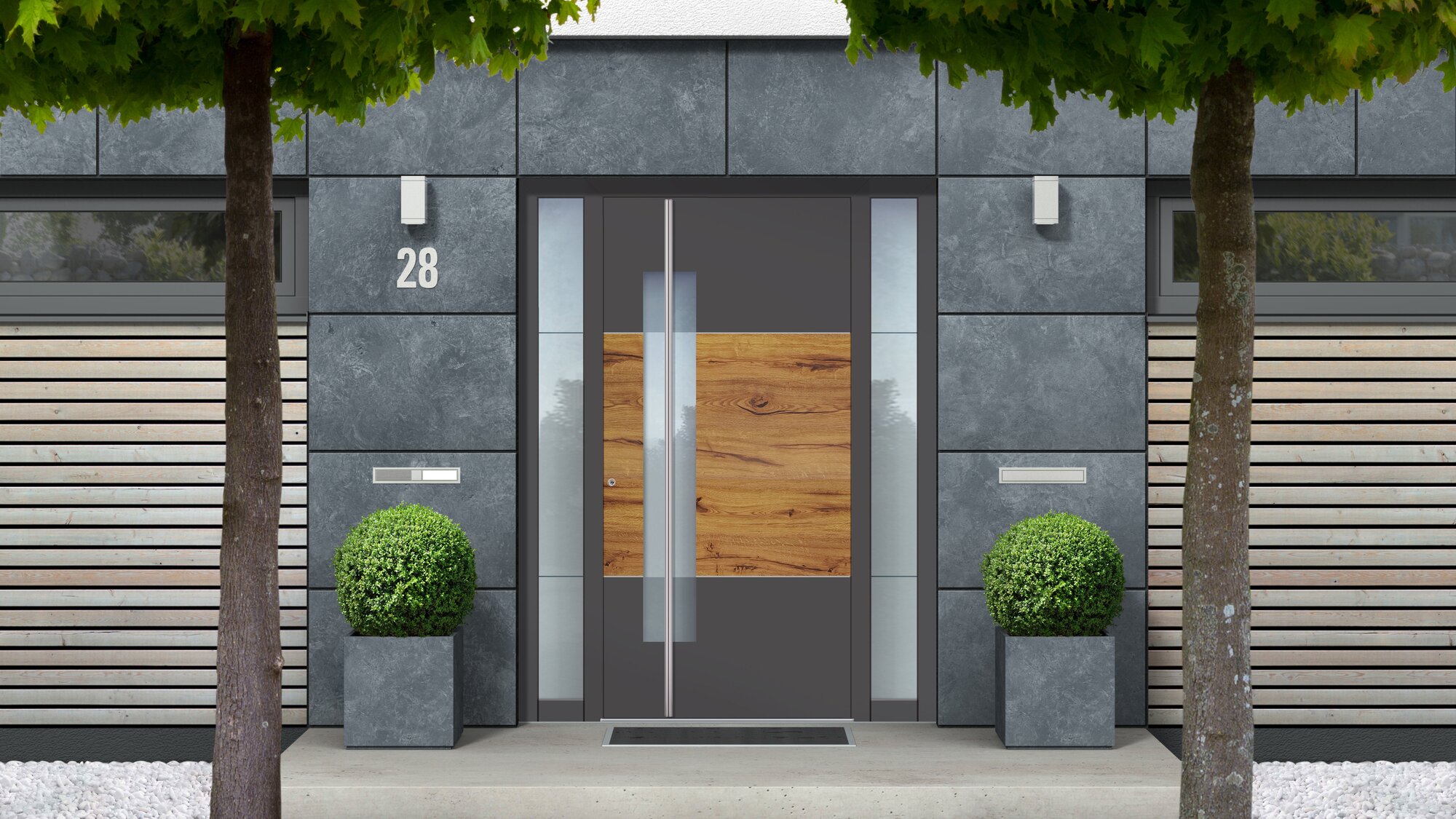 Porta d'ingresso casa realizzata con profili in alluminio termoisolati